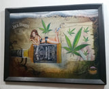 Jack Daniel's Old No. 7 Brand Tennessee Whiskey Woman in Bikini Billiards Pool Marijuana Weed 3D Hologram 12 1/2" x 16" Framed Sign