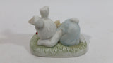 Very Cute and Curious Bunny Rabbit Touching Red Lady Bug Ceramic Figurine Decorative Ornament