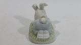 Very Cute and Curious Bunny Rabbit Touching Red Lady Bug Ceramic Figurine Decorative Ornament