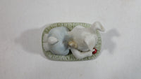 Very Cute and Curious Bunny Rabbit Touching Red Lady Bug Ceramic Figurine Decorative Ornament