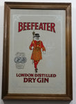 Vintage Beefeater London Distilled Dry Gin Wood Framed Pub Lounge Bar Advertising Mirror 9" x 13"