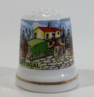 Algarve Portugal Porcelain Gold Trimmed White Thimble Souvenir Travel Collectible