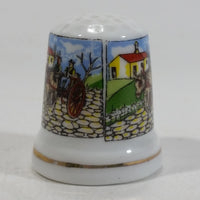 Algarve Portugal Porcelain Gold Trimmed White Thimble Souvenir Travel Collectible