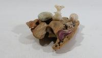 Ucluelet, B.C. Vancouver Island Petrified Wood with Sea Shells and Albino Mouse Ornament Souvenir Travel Collectible