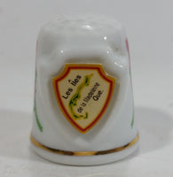 Les Îles de la Madeleine Quebec Porcelain Gold Trimmed White Thimble Souvenir Travel Collectible