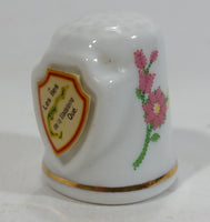 Les Îles de la Madeleine Quebec Porcelain Gold Trimmed White Thimble Souvenir Travel Collectible