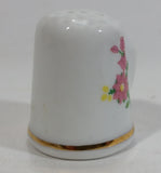 Les Îles de la Madeleine Quebec Porcelain Gold Trimmed White Thimble Souvenir Travel Collectible