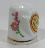 Les Îles de la Madeleine Quebec Porcelain Gold Trimmed White Thimble Souvenir Travel Collectible