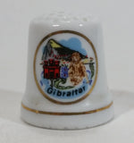 Gibraltar Porcelain Gold Trimmed White Thimble Souvenir Travel Collectible