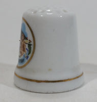 Gibraltar Porcelain Gold Trimmed White Thimble Souvenir Travel Collectible