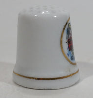 Gibraltar Porcelain Gold Trimmed White Thimble Souvenir Travel Collectible