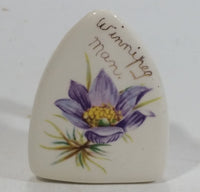 Winnipeg, Manitoba Ceramic Iron Shaped Purple Floral Decor Toothpick Holder Souvenir Travel Collectible