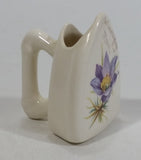 Winnipeg, Manitoba Ceramic Iron Shaped Purple Floral Decor Toothpick Holder Souvenir Travel Collectible