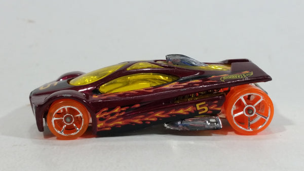 2012 Hot Wheels Thrill Racers Volcano Sling Shot Metallic Burgundy Red #5 Die Cast Toy Car Vehicle