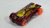 2012 Hot Wheels Thrill Racers Volcano Sling Shot Metallic Burgundy Red #5 Die Cast Toy Car Vehicle