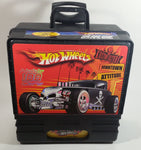 2010 Hot Wheels 100 Car Carry Case 1/64 Scale Black Die Cast Toy Car Vehicles Collectible with Wheels and Extending Pull Handle