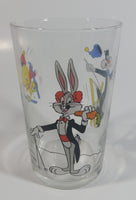 1990 Warner Bros. Looney Tunes Tweety Bird Sylvester The Cat Bugs Bunny Skiing Themed Cartoon Character 4" Tall Glass Cup TV Show Collectible