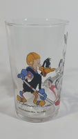 1990 Warner Bros. Looney Tunes Porky Pig Daffy Duck Bugs Bunny Ice Hockey Themed Cartoon Character 4" Tall Glass Cup TV Show Collectible