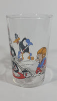 1990 Warner Bros. Looney Tunes Porky Pig Daffy Duck Bugs Bunny Ice Hockey Themed Cartoon Character 4" Tall Glass Cup TV Show Collectible