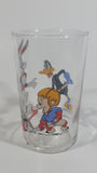 1990 Warner Bros. Looney Tunes Porky Pig Daffy Duck Bugs Bunny Ice Hockey Themed Cartoon Character 4" Tall Glass Cup TV Show Collectible