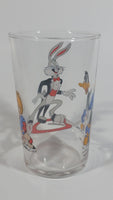 1990 Warner Bros. Looney Tunes Porky Pig Daffy Duck Bugs Bunny Ice Hockey Themed Cartoon Character 4" Tall Glass Cup TV Show Collectible