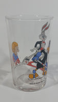 1990 Warner Bros. Looney Tunes Porky Pig Daffy Duck Bugs Bunny Ice Hockey Themed Cartoon Character 4" Tall Glass Cup TV Show Collectible