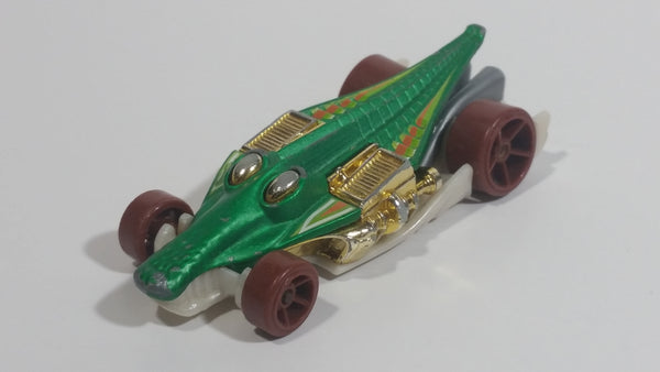 2011 Hot Wheels Thrill Racers Jungle Croc Rod Green and Gold Chrome Die Cast Toy Car Vehicle