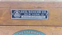 Rare Find Antique Geo. Scherr Co. Chesterman Precision Tools Scheffield England 24" Height Gauge Engineer Measurement Device Tool In Original Dove Tail Wooden Box with Instruction and Accessories