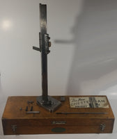 Rare Find Antique Geo. Scherr Co. Chesterman Precision Tools Scheffield England 24" Height Gauge Engineer Measurement Device Tool In Original Dove Tail Wooden Box with Instruction and Accessories