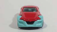 2013 Hot Wheels Track Aces Symbolic Red and Teal Light Blue Die Cast Toy Car Vehicle