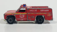 1977 Hot Wheels Flying Colors Emergency Squad Rescue Ranger Dark Red Fire Truck Die Cast Toy Car Vehicle - BW - Blue Lights - Hong Kong