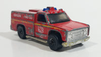 1977 Hot Wheels Flying Colors Emergency Squad Rescue Ranger Dark Red Fire Truck Die Cast Toy Car Vehicle - BW - Blue Lights - Hong Kong