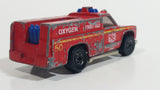 1977 Hot Wheels Flying Colors Emergency Squad Rescue Ranger Dark Red Fire Truck Die Cast Toy Car Vehicle - BW - Blue Lights - Hong Kong