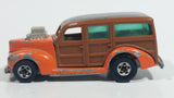 1980 Hot Wheels Hi-Rakers '40's Woodie Orange with Brown Smooth Panel Die Cast Toy Car Vehicle BW Hong Kong