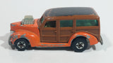 1980 Hot Wheels Hi-Rakers '40's Woodie Orange with Brown Smooth Panel Die Cast Toy Car Vehicle BW Hong Kong