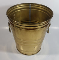 Vintage Hammered Brass Lion Head Handles Trash Waste Can Bucket Pail Made in England 8 1/2" Tall