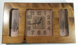 Rare Vintage Bulova Wooden Framed Tree Forest Themed Wall Clock - Working - Battery Operated