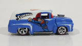 2012 Hot Wheels '56 Ford F-100 Panel Van Truck Superman Blue and White Die Cast Toy Car Hot Rod Vehicle with Opening Hood and Red Line Real Riders