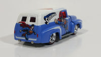 2012 Hot Wheels '56 Ford F-100 Panel Van Truck Superman Blue and White Die Cast Toy Car Hot Rod Vehicle with Opening Hood and Red Line Real Riders