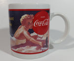 1992 Coca Cola Coke Soda Pop "What I Want is a Coke" 1952 Indoor Poster Blonde Pinup Girl Laying on The Beach White Ceramic Coffee Mug Beverage Collectible