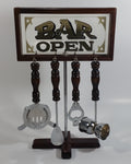 Vintage Bar Open Mirror Nostalgia Bar Tools Drink Mixing 13 3/4" Tall 5 Piece Set Man Cave Collectible