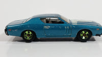 2011 Hot Wheels Muscle Mania '71 Dodge Charger Light Blue Die Cast Toy Muscle Car Vehicle