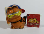 Vintage 1981 Enesco Jim Davis Garfield Baseball Player Holding Bat Ceramic Cat Cartoon Character Decorative Ornament 2 1/2" Tall with Tag