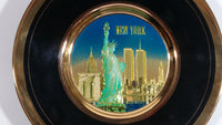 Beautiful Art of Chokin New York City, NY Statue of Liberty 24KT Gold Black Decorative Plate Tourism Collectible 6" Diameter