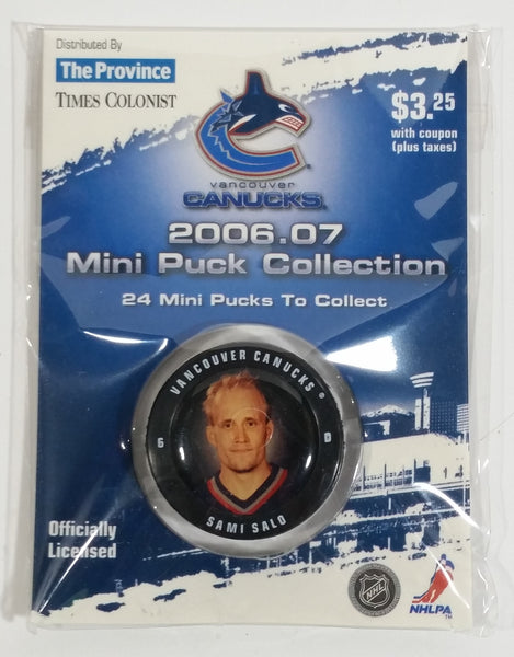 2006 - 07 The Province Time Colonist NHL Ice Hockey Mini Puck Collection Vancouver Canucks Sami Salo New sealed in Package