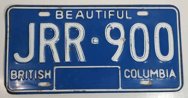 Early 1980s Beautiful British Columbia Blue with White Letters Vehicle License Plate JRR 900