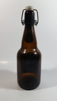 Vintage Kulmbacher Schweizerhof Brau Beer 500mL Brown Amber Metal Flip Top Glass Bottle with Porcelain White and Blue Plug