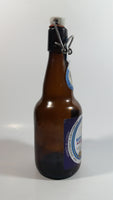 Vintage Kulmbacher Schweizerhof Brau Beer 500mL Brown Amber Metal Flip Top Glass Bottle with Porcelain White and Blue Plug