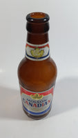 Vintage Molson Canadian Lager Beer 7 3/4" Tall Brown Amber Stubby Glass Bottle with Paper Labels