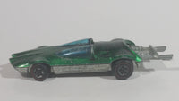 Vintage 1970 Hot Wheels Swingin' Wing Spectraflame Green Red Lines Die Cast Toy Car Vehicle with Slide Out Rear Exhaust and Engine - 1969 Hong Kong